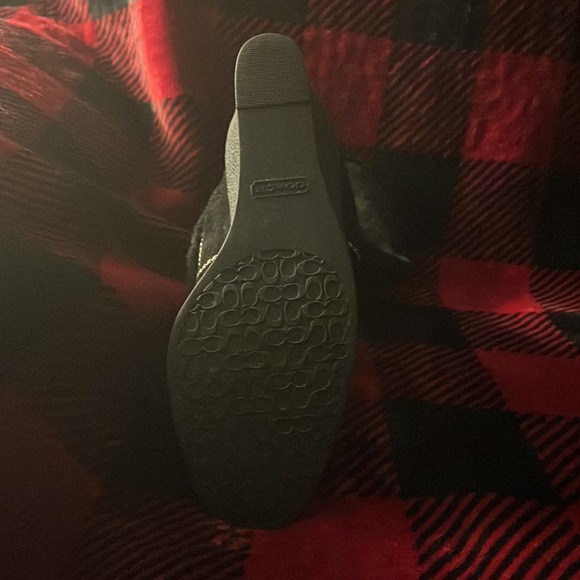 Like New!! Barely used! Black suede Wedge Heel Coach boots. Size 7.5 - Picture 3 of 4